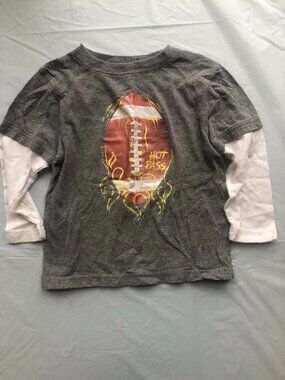 2T Jumping Beans Gray Shirt w/White Sleeves; Football (Hot Pass) on Front